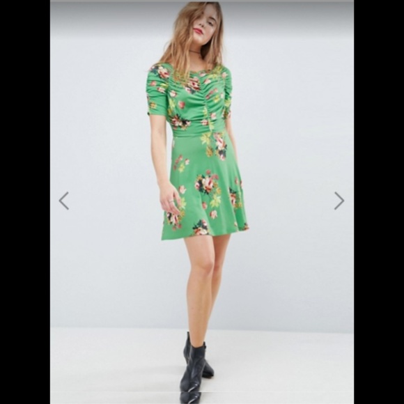 SOLD - ASOS Mini Tea Dress Green - Picture 2 of 6
